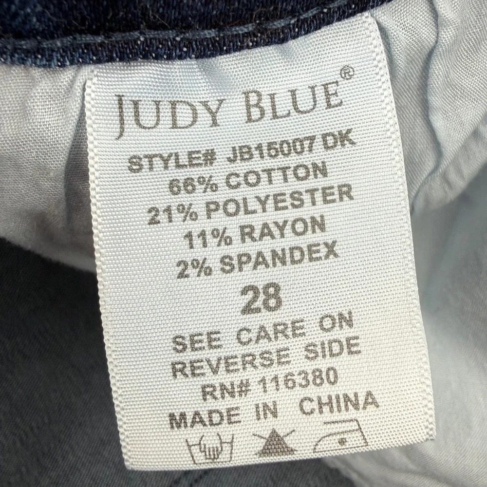 Judy Blue Los Angeles Women Size 28 Blue Denim Button Fly Cuffed Shorts JB15007‎